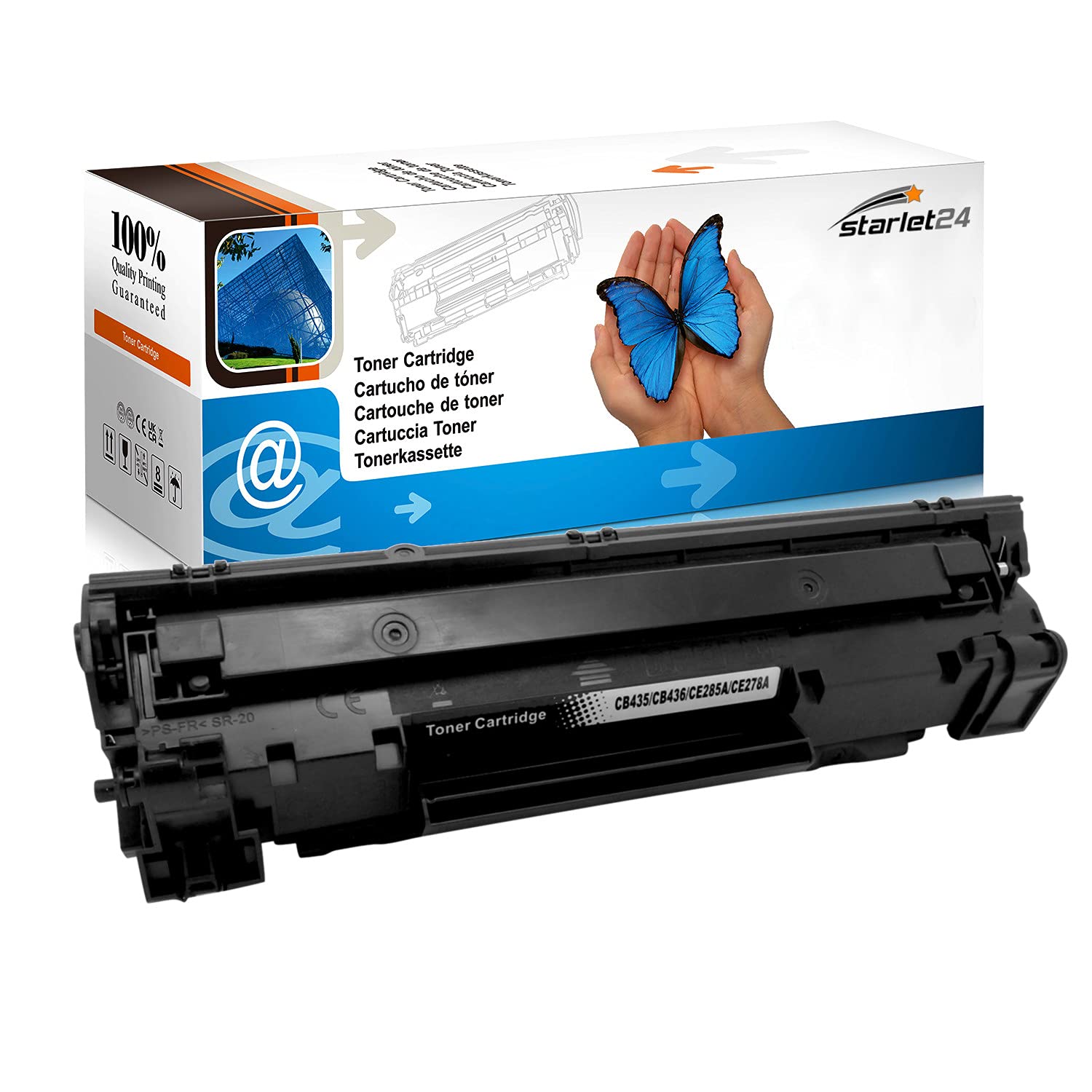 Starlet24 Toner replaces HP 35A 36A 85A 285A for Laserjet P1005 P1006 P1007 P1008 P1009 P1100 P1101 P1102 P1103 P1104 P1106 P1108 P108 P P108 P108 P1 1505 M1002 M1120 M1130 M1132 M1136 M1210 M1212 M1217 M1522, 1 x black