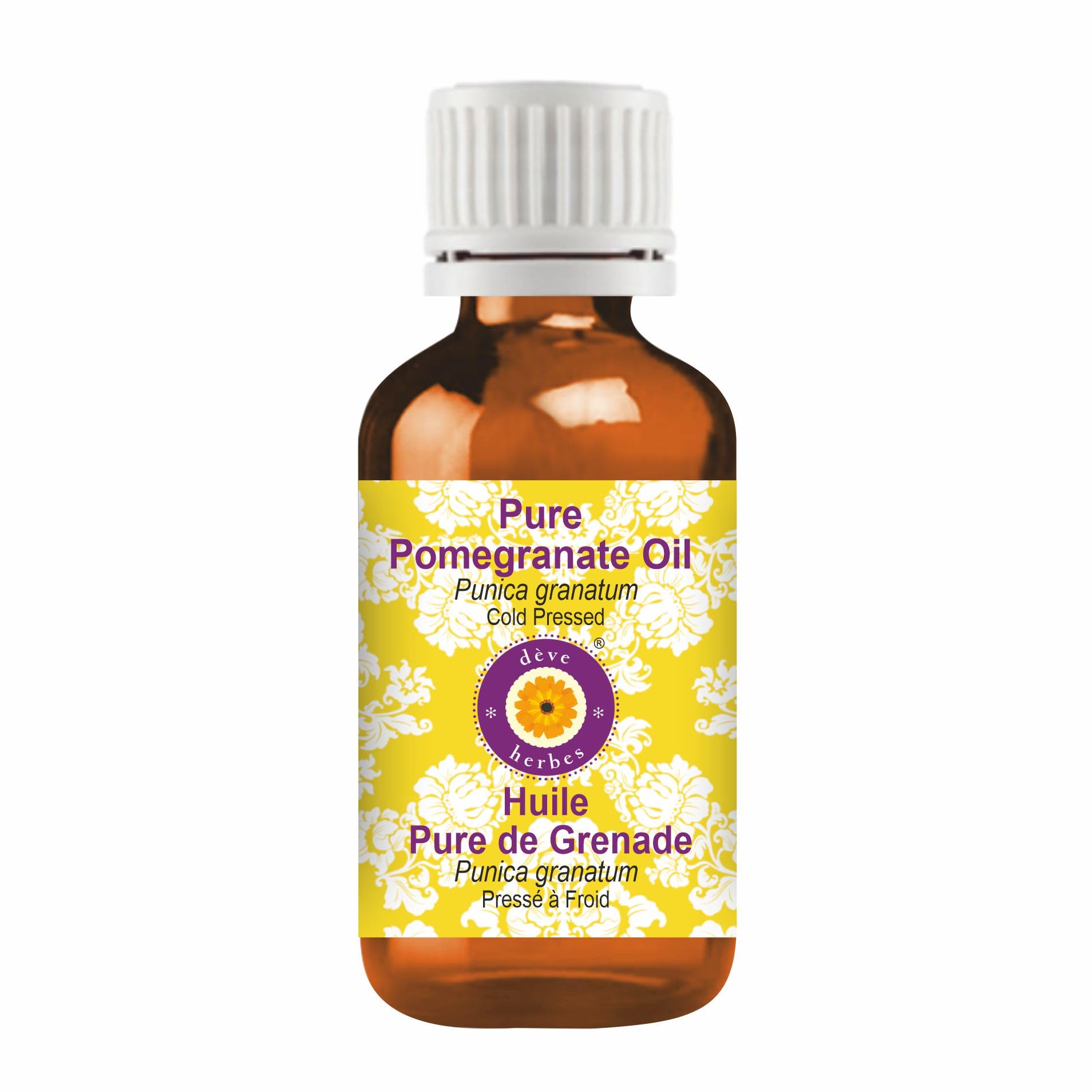 Deve Herbes Pure Pomegranate Oil (Punica granatum) Non-Sticky | Non-Greasy | For Skin, Hair, Massage & DIY Use 30ml