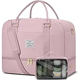 Weekender Travel Duffle Bag for Women: Overnight Bags with Shoe Compartment Carry on Bags for Airplanes with Toiletry Bag Weekend Yoga Gym Bag with Wet Pocket Travel Duffel Tote Bag Hospital Bag Pink