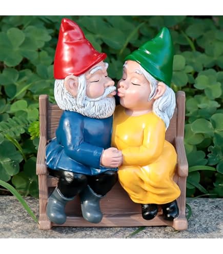 Amazon.com : Napco Imports Cuddly Gnome Couple Distressed Green 12