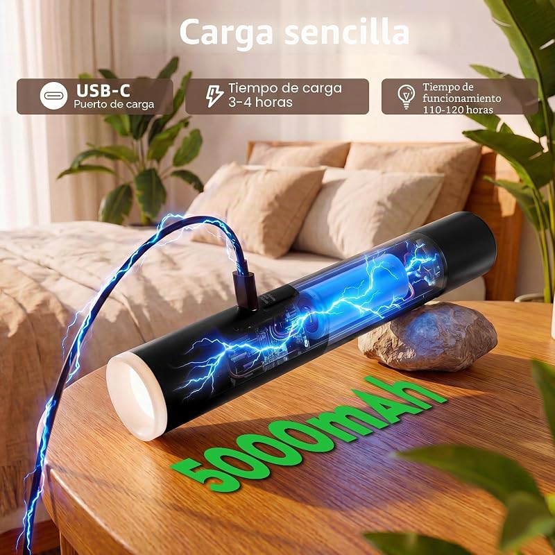 Lámpara Colgante con Bateria, Lámparas Colgantes LED Modernas Diseño, Luz inalámbrica, Recargable USB 5000mAh y Mando a Distancia, Para Cocina, Comedor, Dormitorio, Salón (Negro-2) — foto 3 de 7