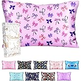 Miss Adola Silk Pillowcase for Kids - 30 x 20 Inches Queen Size Mulberry Silk Pillow Case with Zipper Cute Cartoon Kawaii Teens Girls Boys Pillowcase for Hair and Skin, Diverse Bows