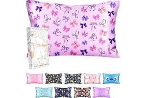 Miss Adola Silk Pillowcase for Kids - 30 x 20 Inches Queen Size Mulberry Silk Pillow Case with Zipper Cute Cartoon Kawaii Teens Girls Boys Pillowcase for Hair and Skin, Diverse Bows
