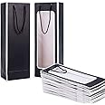 Dasofine Wine Gift Bags, 20pcs Wine Bags For Wine Bottles Gifts, 4.9''×3.4''×14.2'' Sturdy Kraft Paper Wine Bags With Windows, Wine Bottle Gift Bags For Halloween, Wedding, Party