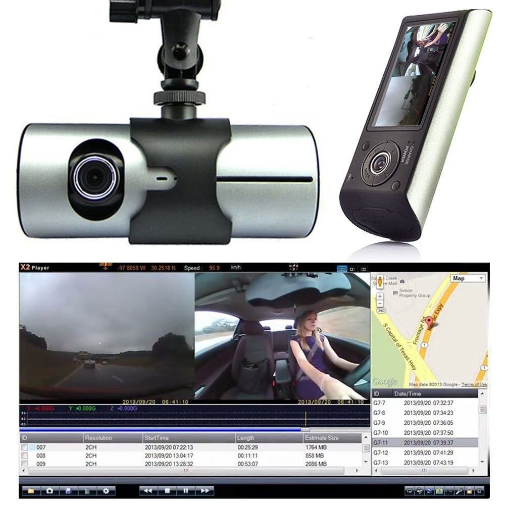 2.7" Vehicle 1080P Car DVR Camera Video Recorder Dash Cam G-Sensor GPS Dual Lens