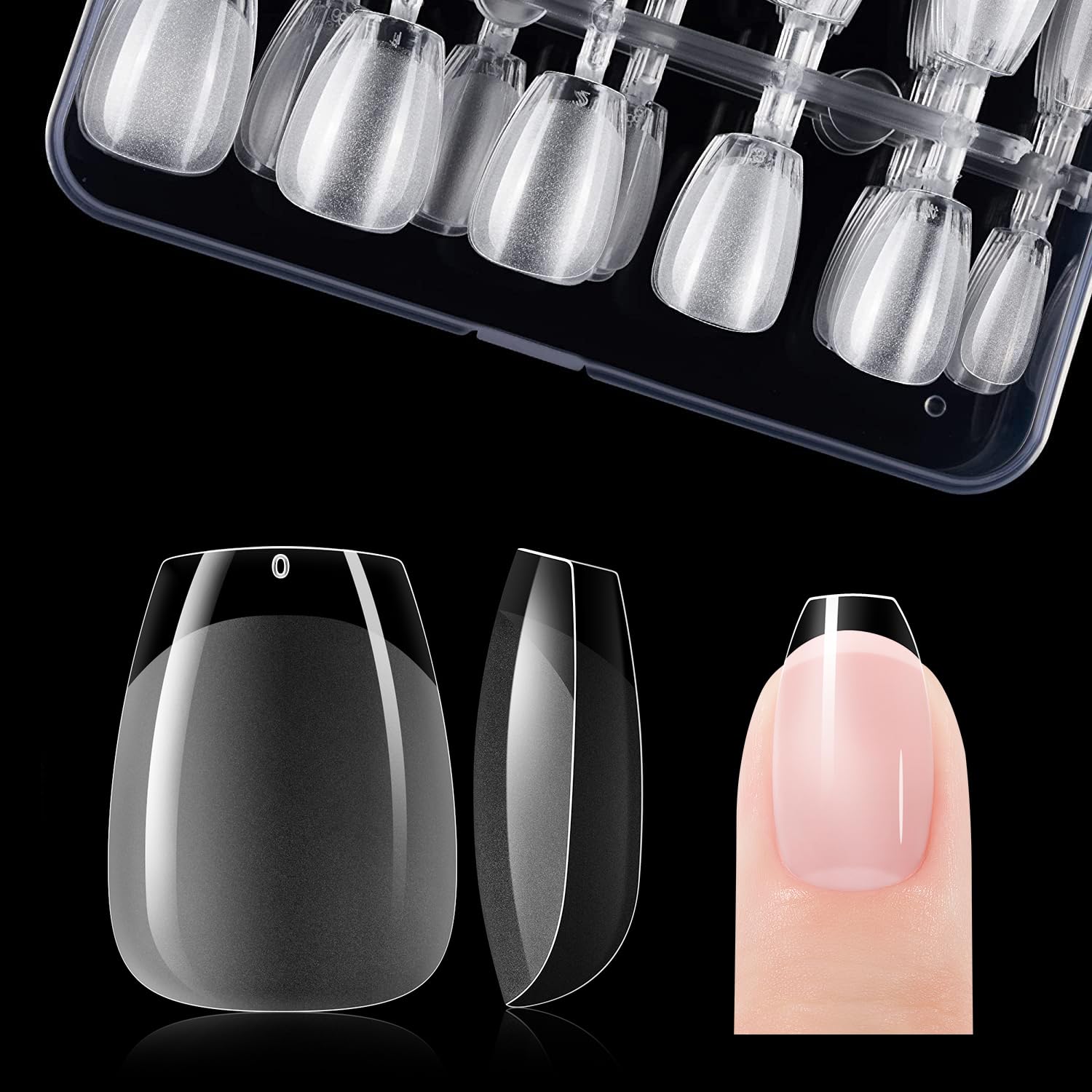 XS Short Coffin Nail Tips for Salon: Gelike EC Soft Gel Nails Tip Easy and Long Last- 120pcs 12 Sizes for DIY Practice Art Design at Home — image 1