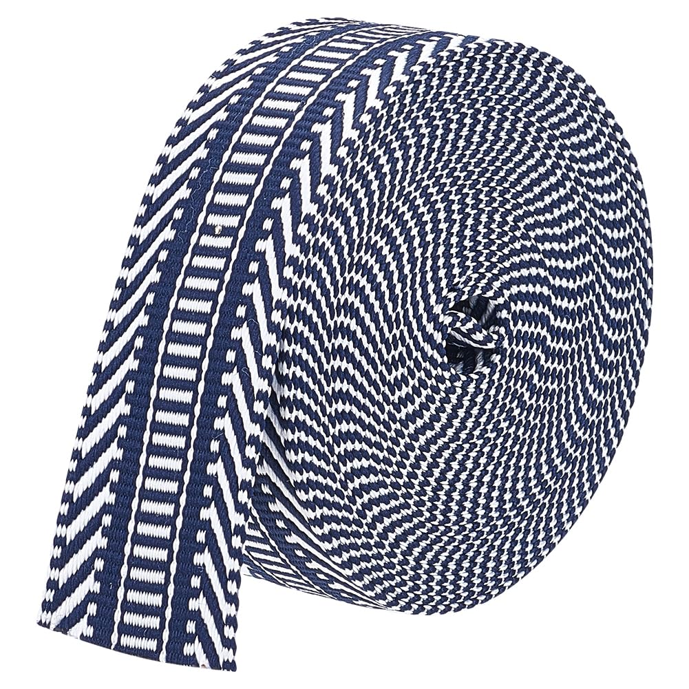 BENECREAT 4.7-4.8 Yards/4.3-4.4m Polyester Jacquard Webbing1-1/2 inch (38mm) Webbing Strap Stripe Pattern Sewing Webbing Woven Ribbon for Clothing Accessories Strap, Dark Blue — image 1