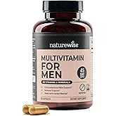 NatureWise Multivitamin for Men - Daily Male Support - Minerals & Herbs for Energy, Performance, Immunity - with Vitamin A, C, D, B-Complex - Soy & Gluten-Free, Non-GMO - 90 Capsules[45-Day Supply]