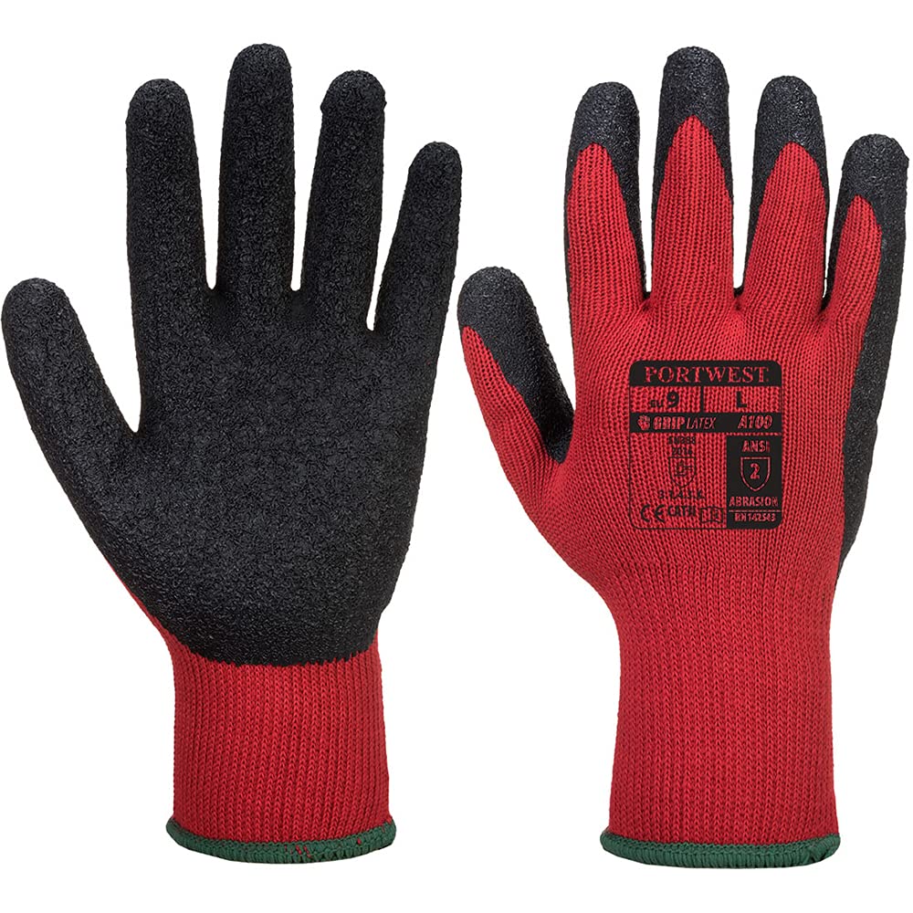 Portwest A100 Premium Resistant Grip Glove Latex Red/Black, XX-Large