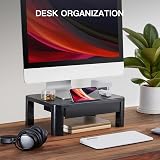 LORYERGO Monitor Stand Desk Riser with Drawer Height Adjustable 3 Levels view 2