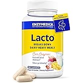 Enzymedica Lacto, Advanced Lactase Pills for Dairy Support, Helps Break Down Lactose, Casein & Fat, Dairy Relief Pills, Vegan, 180 Capsules