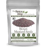 The Spice Way Brown Mustard Seeds - whole seeds, 8 oz | Sharper brown mustard seeds for tempering, pickles, sauces, potatoes and fish; Kosher Certified; Resealable Bag