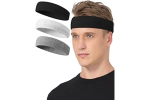 Tanluhu Sweatbands Sport Headbands for Working Out, Execise, Tennis, Basketball, Running - Terry Cloth Athletic Sweat Cotton Headband Outdoor for Men & Women