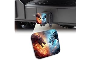 UUCBTAH Tow Hitch Cove Japanesev Anime Fire Ice Dragons Trailer Hitch Cover Universal 2" Square Hitch Cover Plug Cap,Heavy Duty Trailer Hitch Tube Rubber Covers for Trucks SUV Cars