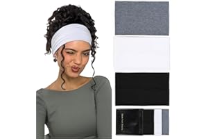 Huachi Wide Headbands: Boho Elastic Non-Slip Thick Stretchy Headbands for Women's Workout, Running, and Active Wear