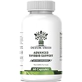 Detox Trees Thyroid Health Formula for Overall Well-Being & Metabolism with L-Tyrosine, Iodine, Zinc, B12, Selenium & Ashwagandha - Non-GMO Support for Men & Women, 60 Capsules