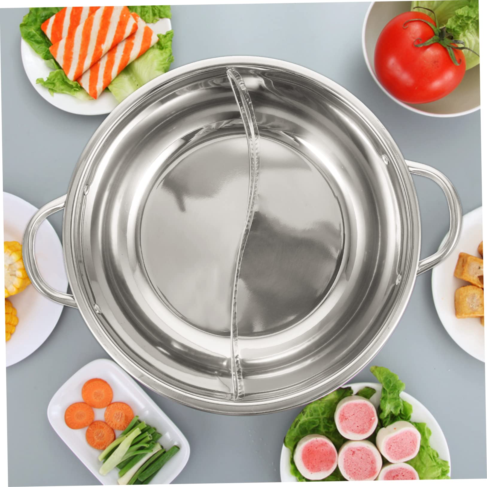 SHOWERORO Shabu Shabu Split Hot Pot Electric 304 Stainless Steel Double Flavor Hot Pot Cooker