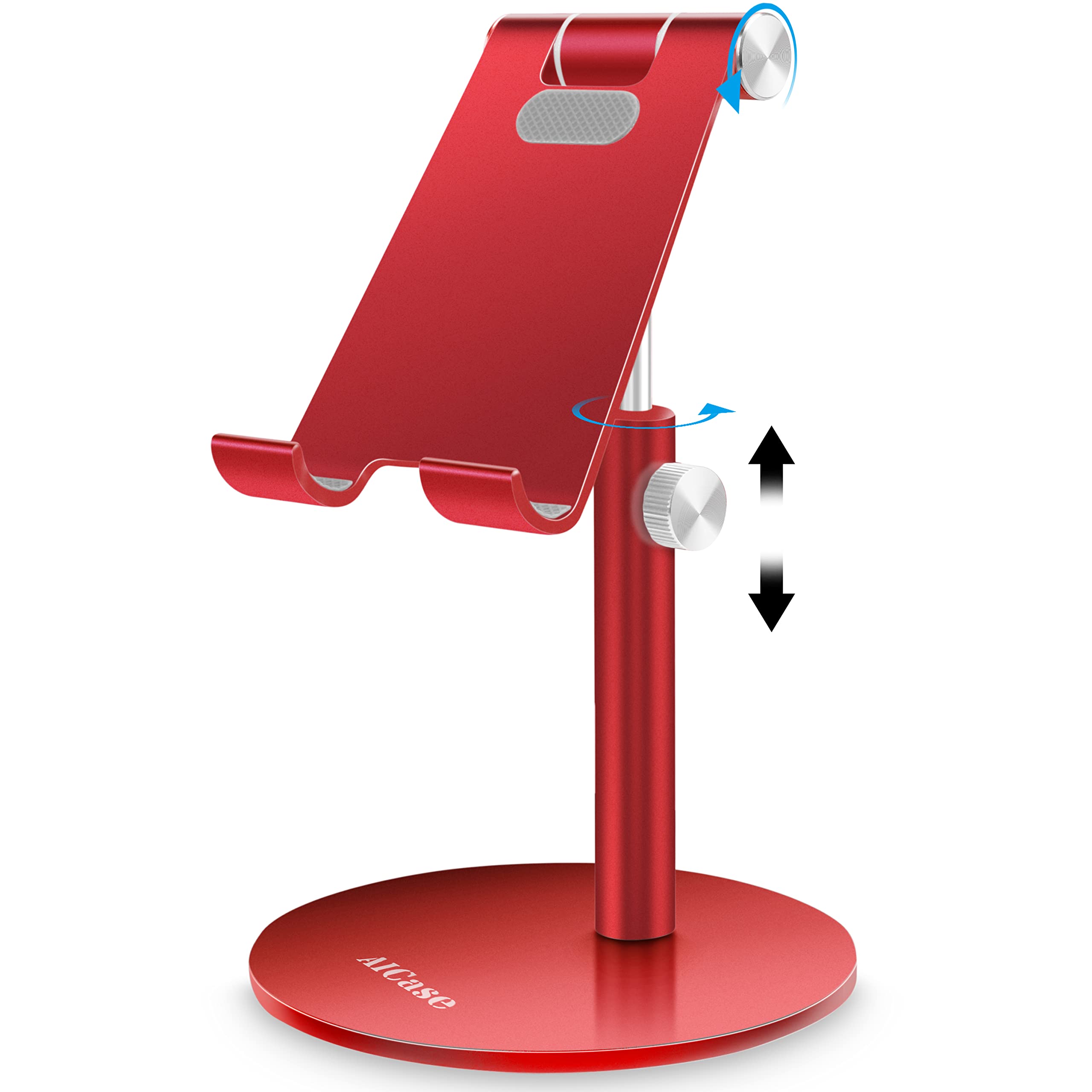 AICase Tablet/Phone Stand,Universal Adjustable Aluminum Desktop Stand,for New iPad 2018 Pro 10.5/9.7/12.9, Air mini 2 3 4, Samsung Tab, Other Smartphones and Tablets(4-12.9 inch)-Red
