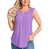 SUNNEGOO Womens Summer Tank Tops Sleeveless Dressy Casual Shirts Loose Fit Tunic Business Work Blouses Basic Trendy Outfits