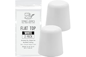 Stinky John's Tall Toilet Bolt Caps: Don't Cut Those Bolts! 100% Made in USA, toilet bolt caps, toilet bolt covers, toilet screw covers (Universal Fit, 2 Pack)