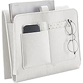 YOUDENOVA Bedside Caddy, Bedside Storage Caddy, Bedside Organizer for Dorm Room, Bunk Bed, Beige