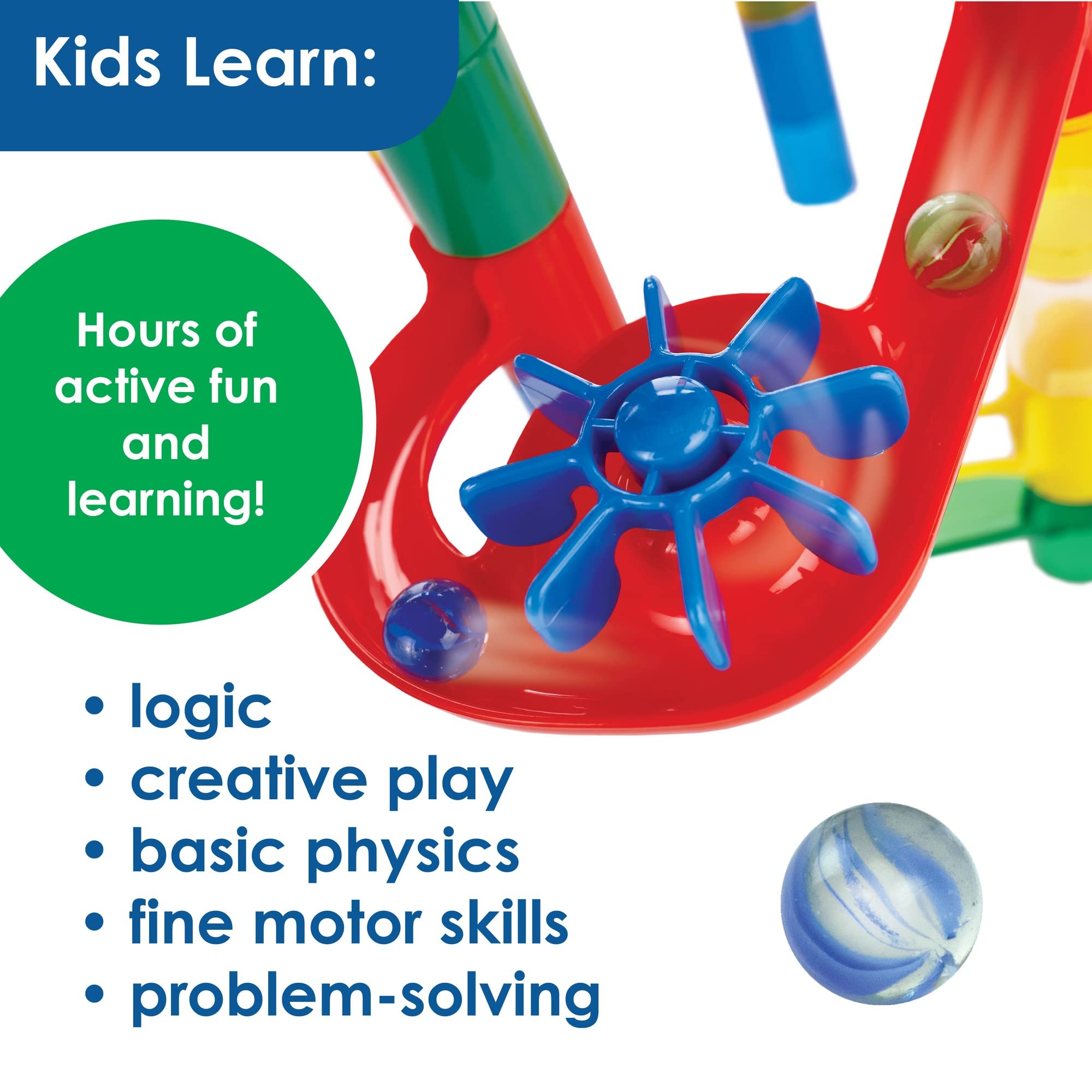 MindWare Mega Marble Run Building Set - 215 Durable Pieces and 40 Marbles - Build, Engineernig and Sceince Toy - Ages 4 and Up