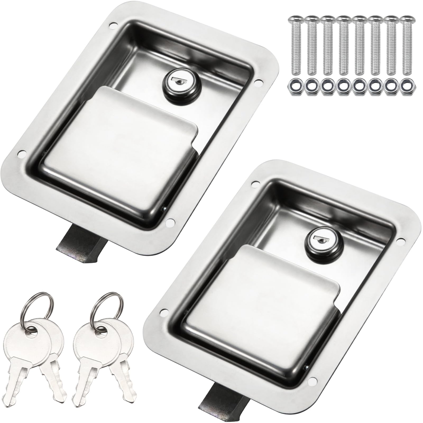 Photo 1 of Loclink Truck Tool Box Lock Replacement kit, Stainless Steel Paddle Latch Truck Bed Toolbox Handle, Trailer Door, RV, Camper, ATV, UTV, 5.85" L x 4.25" W with keys
