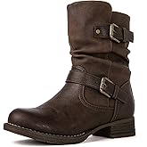 GLOBALWIN Women's Fur Booties Fashion Combat Ankle Boots For Women