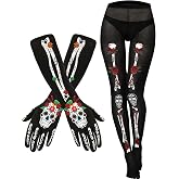 Jansun Skeleton Tights and Gloves Set Halloween Skeleton Costume