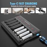 POWEROWL AA Rechargeable Batteries with Charger 8 Slots USB NiMH Kit view 6