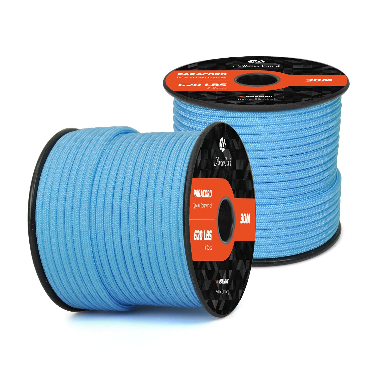 Abma Cord Paracord 620 lbs 4mm 9 Strands 100% Nylon 30M - Sky blue