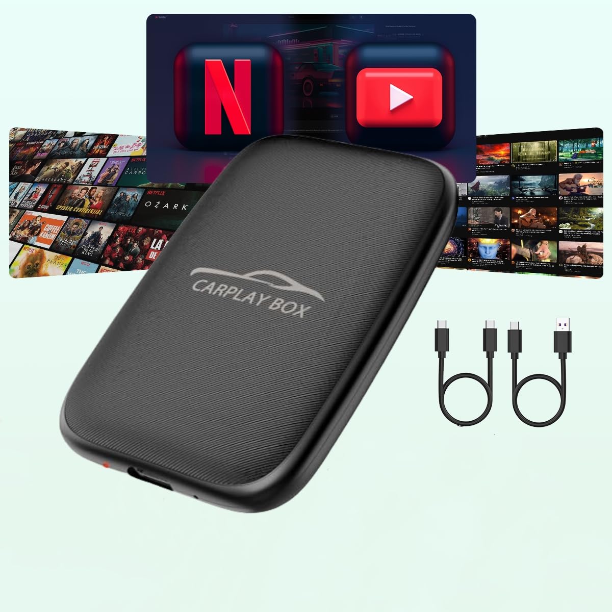 Photo 1 of 5-in-1 Wireless Carplay Adapter with Netflix YouTube TF Card, Android Auto Wireless Adapter and Apple CarPlay, Plug & Play, Easy Setup, Magic Video Ai Box for OEM Wired Apple Car Play Cars & iPhone