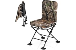 Tangkula Hunting Chair, 360 Degree Swivel Hunting Blind Chair with Padded Cushion, Adjustable Foot Pads, Camouflage Portable 