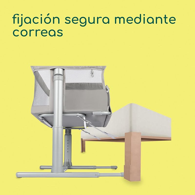 Zina Colecho Bebé y Cuna Independiente Desde el Nacimiento hasta los 6 Meses (de 0 a 9 kg), Cuna Bebé Plegable, 5 Posiciones de Altura Ajustables, Colchón Reclinable, Mineral Grey