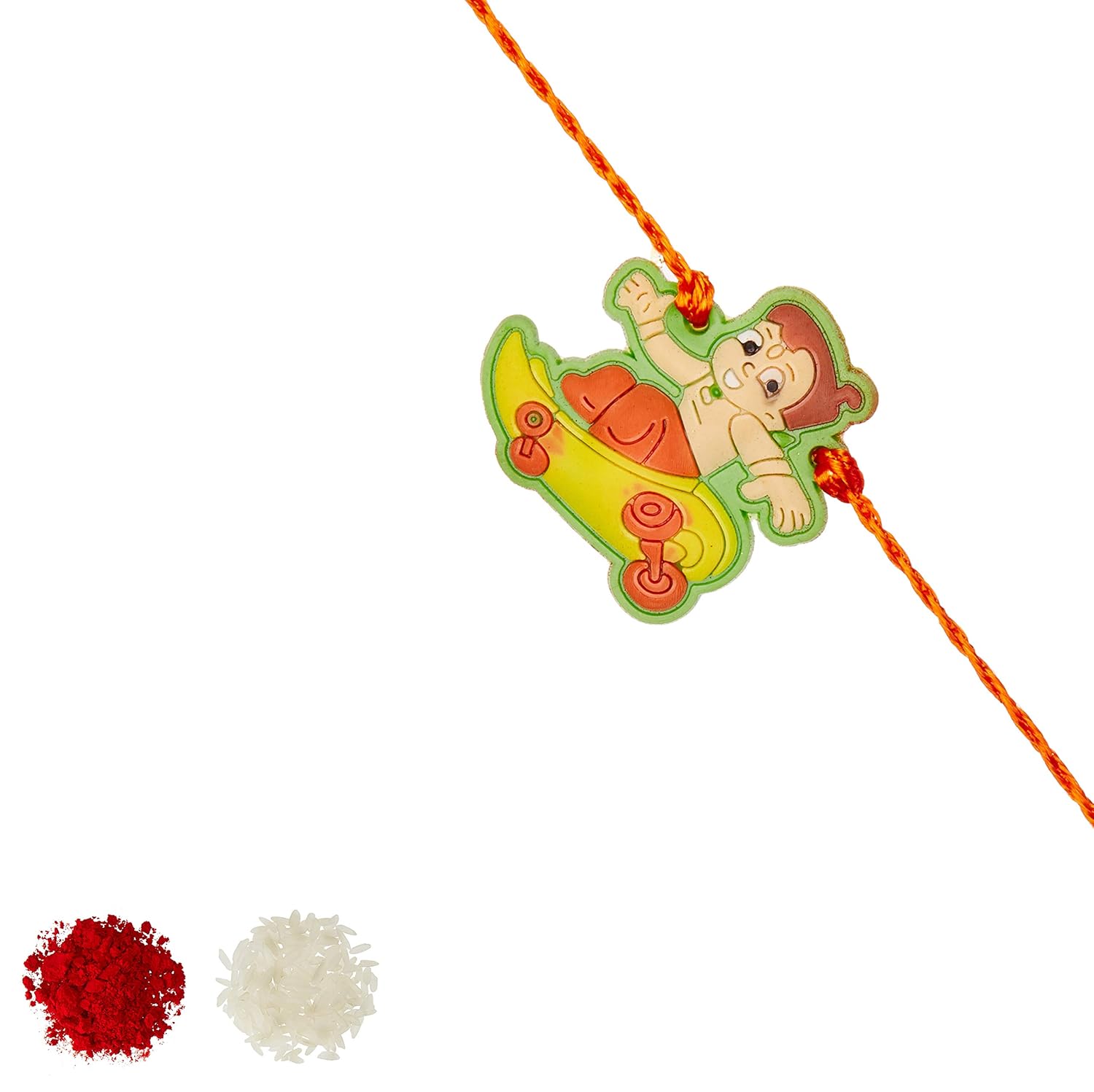 aheli cartoon rakhi with roli chawal tilak for kids (multicolour) (r12236)