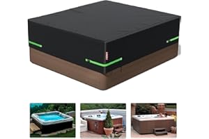 LXKCKJ Square Hot Tub Cover, Outdoor Spa Covers for Hot Tub, 420D Heavy Duty Winter Pool Cover for Above Ground Pools, Hot Tub Cover Waterproof Size Fit Up to 80" L x80 W x20 H (Black)