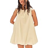 Majdan Womens Bubble Mini Dress Summer Sleeveless Short Dresses Lantern Tank Dresses Beach Sundress with Pockets
