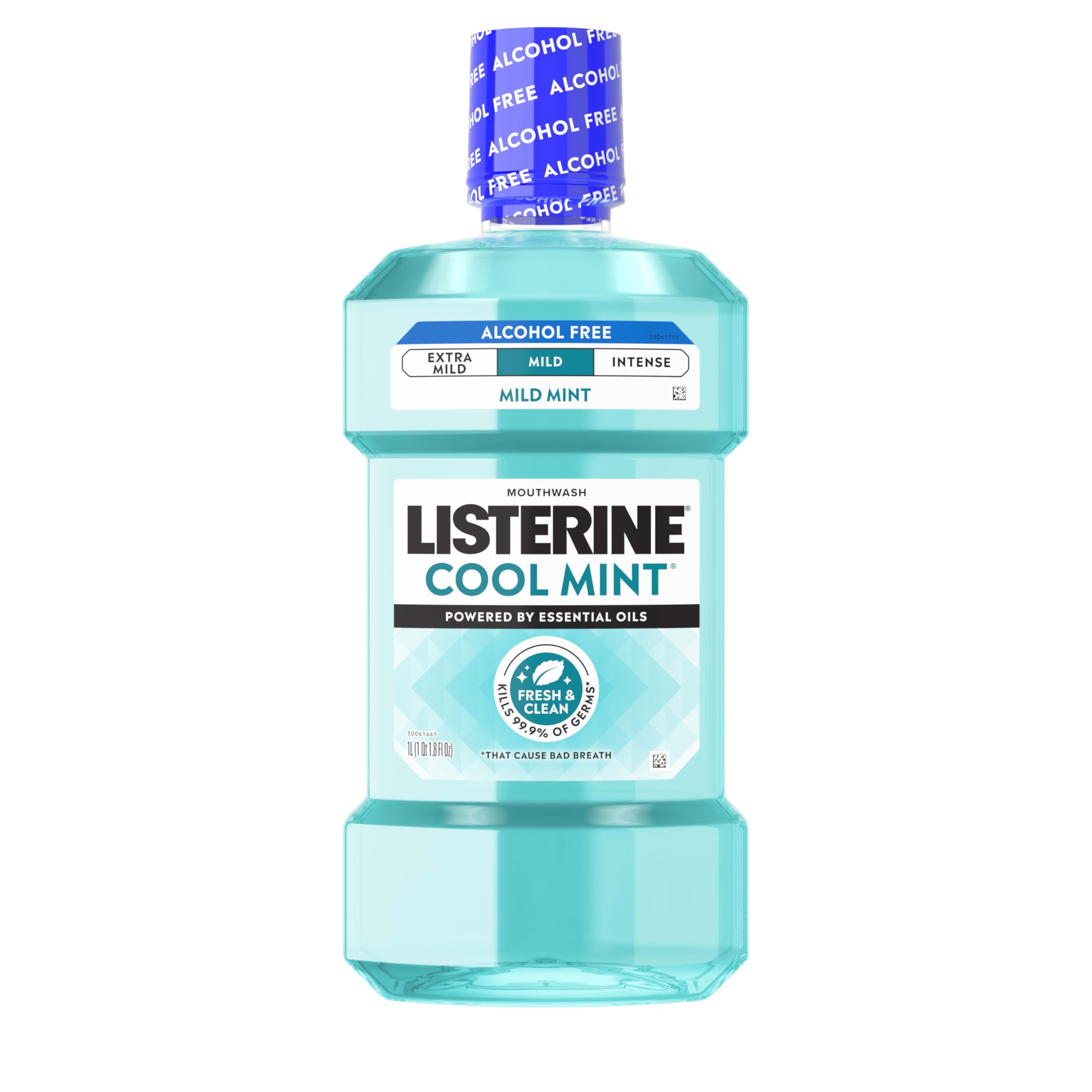 Listerine Cool Mint Alcohol Free Mouthwash, Mild Mint, 33.8 fl. oz/1 L