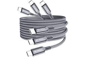 Elebase USB C to Type C 100W Cable 3Pack 3.3/6.6/10ft,Long Power Delivery Charging PD Charger Cord for MacBook Pro,iPhone 15,Car Play,iPad 10 Air 4 5 Mini 6,Samsung Galaxy Note S22 S23 S24,A73,Tab S8