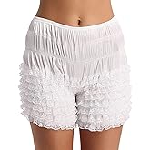 DRHOM Women Boxer Bloomers Shorts Ruffled Lace Dance Panties Sissy Pettipants Bloomers Frilly Shorts Underwear