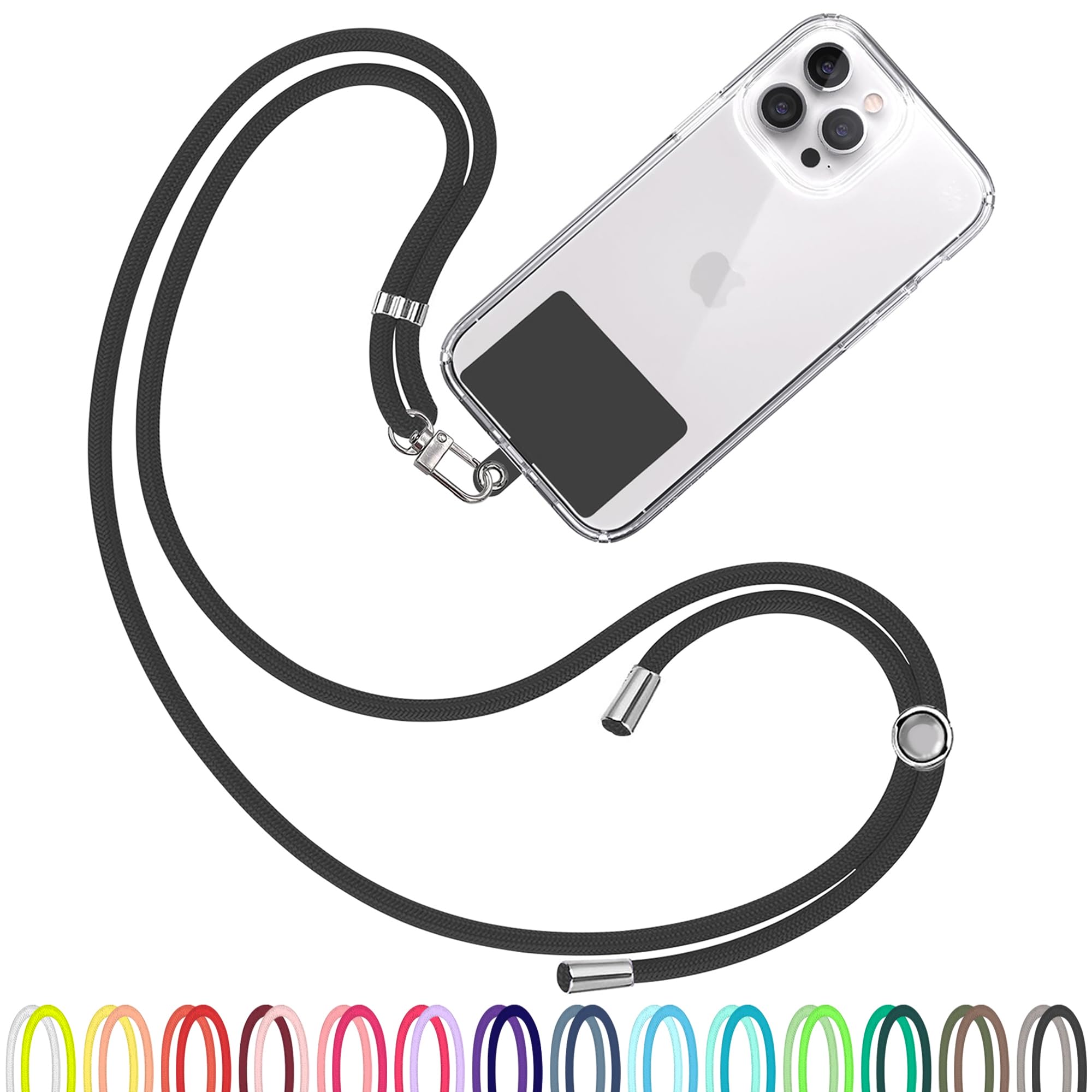 TBOC Cell Phone Lanyard [Black] - Comfortable Universal Smartphone Lanyard - Easy to Use Neck Phone Holder [Black Patch] - Adjustable Length Phone Strap Crossbody - Fits All Mobile Phones