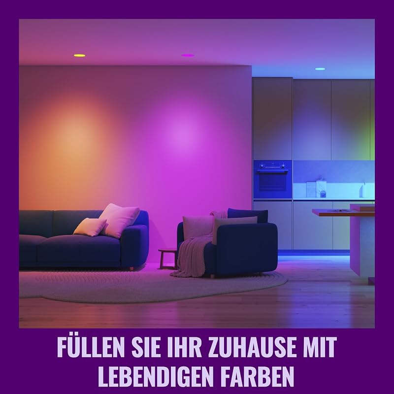 Smart LED Glass GU10 Spotlight, Full Color and Tunable White, 50 W Äquivalent, 2200–6500 K, 345 Lumen, dimmbar, kompatibel mit Alexa, Google Assistant und Apple Home, 2er-Pack