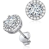ChicSilver 925 Sterling Silver Heart/Round/Pear/Emerald Cut Birthstone Stud Earrings for Women Birthday Jewelry