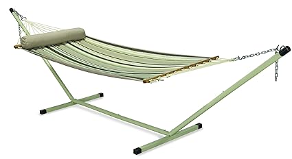 Oak N Oak-Quilted Hammock Single- Comfortable Sleeping Hanging Hammock/Quilted Hammock Swing/Outdoor Hammock Furniture for Home Patio Garden, Camping, Beach & Leisure Backyard, 36 Wide Coffee Stripe