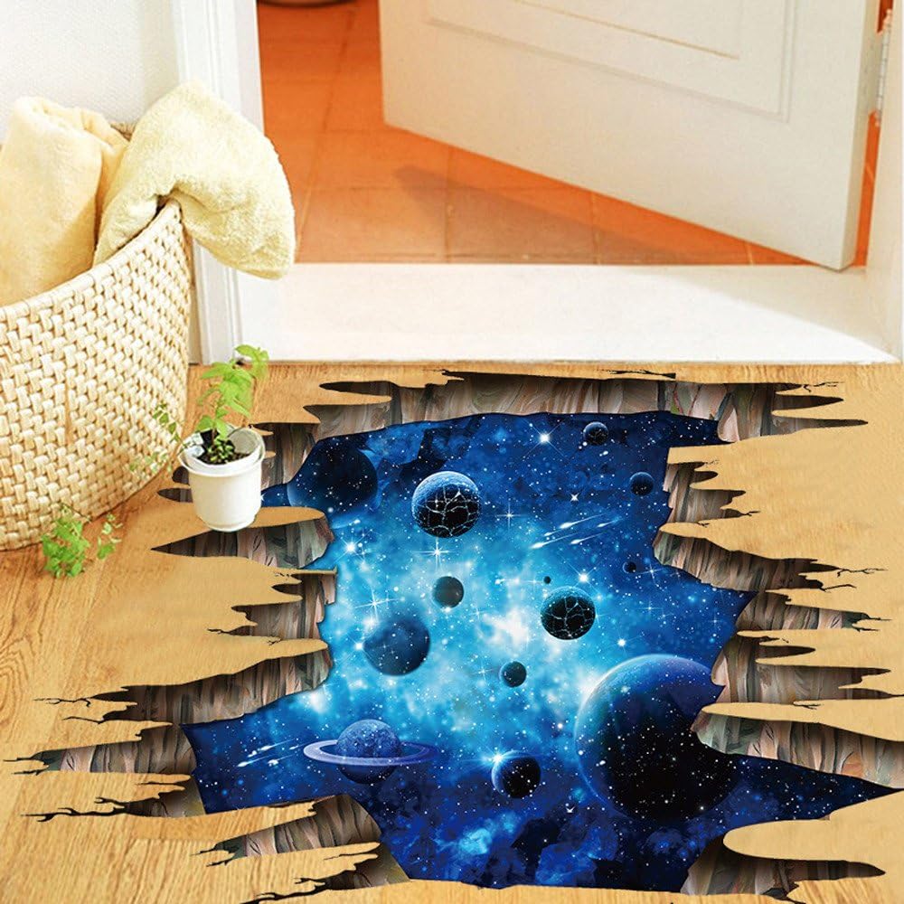 NIHAI 3D Underwater World Animal Floor Wall Sticker, Removable Art Mural Decor for Kids Bedroom Living Room Office, Unique Visual Effect, Looks Realistic and Beautiful (A)