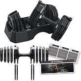 BYZOOM FITNESS Classic Series 50/55LB Adjustable Dumbbell Pair Set of 2 OR Single Unit (Check qty before purchase), 5-in-1 OR 15-in-1 Patented Secure System, Solid Cast Iron Core, Iconic 12-Sided Polygonal Anti-Roll Base, Professional Heavy Weight for Men and Women, Black