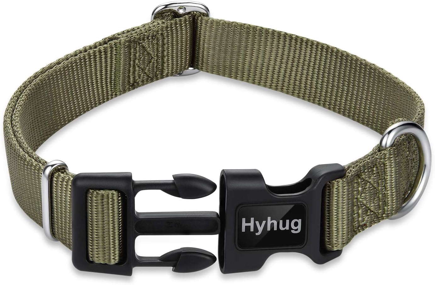 Hyhug Design Classic Basic Nylon Dog Collar, Can Install Dog Tag (Small, Military Green) - Image 3