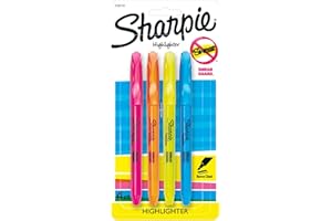 Sharpie Pocket Highlighters, Narrow Chisel Tip, Assorted Colours, 4 Count