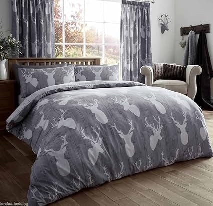 Tete De Cerf Housse De Couette Avec Sac Couvre Lit Oreiller Literie Simple Double King Super King 50 Coton 50 Polyester Stag Head Grey Simple Amazon Fr Cuisine Maison