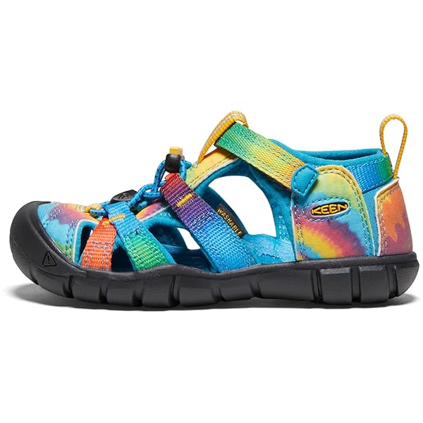 KEEN UNISEX CHILD SEACAMP 2 CNX CLOSED TOE SANDAL, VIVID BLUE/ORIGINAL TIE DYE, 13 LITTLE KID US
